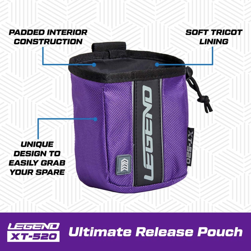 LEGEND XT520 Quick Release Pouch & Finger Tab Bag (Purple) | Interior Divider for Better Organization & Storage of Release Aids | Attaches to Standard 2" Belt | Quick Drawstring Closure - Image 2